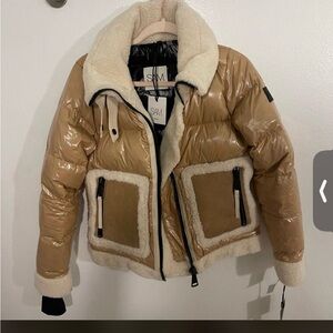 Sam camel and shearling coat/ jacket size small NWT